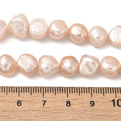 天然養殖淡水パールビーズ連売り  研磨両側  ライトサーモン  9~10mm  穴：0.5mm  約20個/連  6.69''（17センチメートル）&nbsp;PEAR-A006-10F