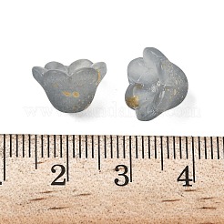 すりガラスビーズキャップ  6  - 花びらの花  金粉付き  グレー  11x12x8mm  穴：1.4mm  約1333個/1000g&nbsp;FGLA-C001-01I