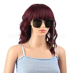 304ステンレススチール眼鏡チェーン  眼鏡用ネックストラップ  クマ樹脂ペンダントとラバーループエンド付き  ステンレス鋼色  シャンパンイエロー  27.95インチ（71cm）&nbsp;AJEW-EH00207-04