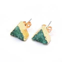 Natural Druzy Quartz Crystal Stud Earring&nbsp;EJEW-F173-E07-G