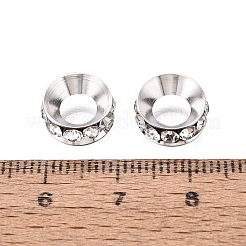 Brass Rhinestone Rondelle Space Beads&nbsp;RB-N054-01S