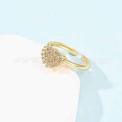 Adjustable Brass Micro Pave Cubic Zirconia Cuff Rings for Women&nbsp;RJEW-B139-01G