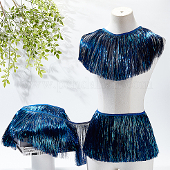タッセルポリエステルリボントリム  洋服アクセサリー  ブルー  7-7/8インチ（200mm）  10m / pc&nbsp;OCOR-WH0082-229B