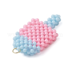 オペークアクリルパーツ  アイスサッカー  304ステンレススチールオープン丸カン付き  ピンク  46.5x24.5x7.5mm  穴：4.5mm&nbsp;PALLOY-CJ00148