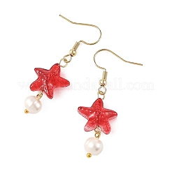 Glass & Natural Freshwater Pearl & 304 Stainless Steel Dangle Earrings&nbsp;EJEW-JE07365