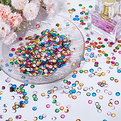 140g7色のプラスチックスパンコールビーズ  半カップ状のスパンコールビーズ  中ハート孔  ミックスカラー  6~7x0.5mm  穴：1mm  20 G /カラー&nbsp;PVC-SC0001-13