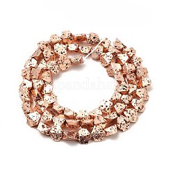 電気メッキされた天然溶岩岩ビーズ連売り  六角  ローズゴールドメッキ  5.5x6.5x3mm  穴：1mm  約67~70個/連  14.57~15.08インチ（37~38.3cm）&nbsp;G-G984-13RG