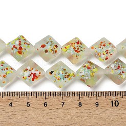 手作りのランプワークスビーズ連売りを曇らせる  菱形  ベージュ  15.5~17x15~15.5x9~10.5mm  穴：1.4mm  約25個/連  15.98~16.34''（40.6~41.5センチメートル）&nbsp;LAMP-A010-01C