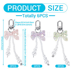 6Pcs 3 Colors ABS Plastic Imitation Pearl Pendant Decorations&nbsp;AJEW-TA0002-30