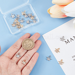 20Pcs 2 Colors Rack Plating Brass Micro Pave Clear Cubic Zirconia Charms&nbsp;KK-PH0009-43