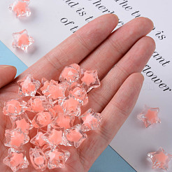 透明なアクリルビーズ  二層ビーズ  多面カット  スター  鮭色  14x15x8.5mm  穴：2mm  約518個/500g&nbsp;TACR-S152-02A-SS2109