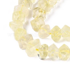 天然レモンクォーツ（加熱）ビーズ連売り  ナゲット  多面カット  7~8x10~14x10~14mm  穴：1mm  約25~28個/連  7.48~7.87''（19~20センチメートル）&nbsp;G-N327-05-25