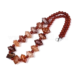 Natural Red Agate Round & Cone Beaded Necklaces&nbsp;NJEW-N064-03L