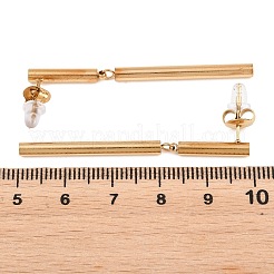 304ステンレススチール製スタッドダングルイヤリング  チューブ  ゴールドカラー  50x3mm&nbsp;EJEW-E617-07G