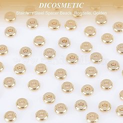 304ステンレススチールスペーサービーズ150個  ロンデル  ゴールドカラー  5x2mm  穴：1mm&nbsp;STAS-DC0002-17