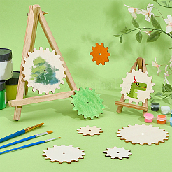 ギア未完成木製ピース15個  3本の輪ゴム付き  工芸品のDIY絵画用品  リネン  木片: 15個&nbsp;WOOD-OC0002-32