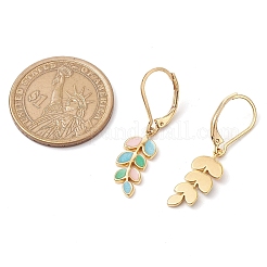 Leaf 304 Stainless Steel Enamel Leverback Earrings&nbsp;EJEW-JE06261