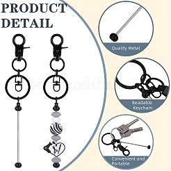16Pcs Baking Paint Alloy Beadable Bar Keychain for DIY Crafts Jewelry Making&nbsp;KEYC-SZ0001-18