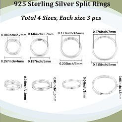 12Pcs 4 Styles 925 Sterling Silver Split Rings&nbsp;STER-BBC0008-55