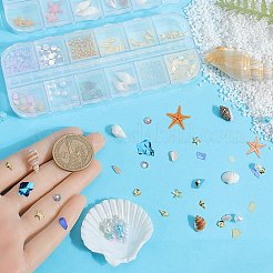 海をテーマにした天然貝殻、樹脂、プラスチック、合金のネイルアートデコレーション  ミックスカラー  2~16.5x2~12x0.5~8mm  1セット/スタイル&nbsp;MRMJ-CP0001-34E
