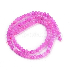 天然石ホワイトジェイドビーズ連売り  ファセットロンデル  染め  マゼンタ  4~4.5x3mm  穴：1mm  約112~121個/連  13.54''~13.98''（34.4~35.5センチメートル）&nbsp;X-G-Z069-01F