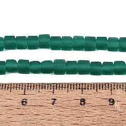 透明なすりガラスビーズ連売り  キューブ  多面カット  シーグリーン  4~4.5x4~4.5x4~4.5mm  穴：1~1.2mm  約97~98個/連  16.14~16.54インチ（41~42cm）&nbsp;GLAA-N072-01A-A09