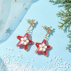 Glass Star Stud Earrings&nbsp;EJEW-MZ00256-05