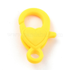 プラスチックカニカン  ハート  きいろ  22.5x13x6.5mm  穴：3mm&nbsp;PALLOY-F017-01L