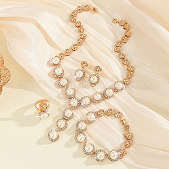 Letter S Alloy Crystal Rhinestone & Plastic Imitation Pearl Chain Necklaces & Stud Earrings & Link Bracelets & Rings Sets&nbsp;FS-WG52E62-01