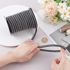 10m 丸編み模造皮革コード  DIYのブレスレット作りに  ブラック  8mm  約10.94ヤード（10m）/ロール&nbsp;OCOR-WH0105-061D