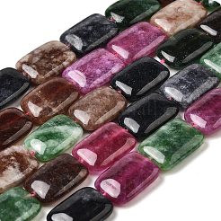 天然染めのマレーシアジェイドビーズ連売り  長方形  ミックスカラー  18~18.5x13~13.5x4.5~5mm  穴：1.2mm  約22個/連  15.87''（40.3センチメートル）&nbsp;G-B137-B02-01A