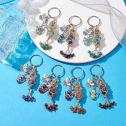 7Pcs 7 Styles Gemstone Wish Bottle Keychains&nbsp;KEYC-JKC00749