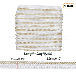 10ヤードのポリエステル繊維生地  金色の糸で  カーテンDIYクラフトソーイングアクセサリー用  ホワイト  11x02.5mm  約9 M&nbsp;DIY-GA0003-44B