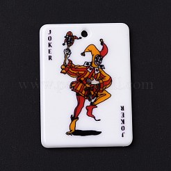 印刷されたアクリルパーツ  トランプ模様の四角形  ジョーカー  カラフル  36x25.5x2mm  穴：1.8mm&nbsp;OACR-D008-07I