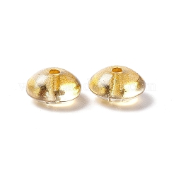 透明ガラスビーズ  そろばん・円盤  ゴールド  8.5x4.5mm  穴：1.6mm&nbsp;GLAA-F117-02F