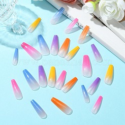 ABSプラスチックフルカバープレスオン付け爪  ネイルアート取り外し可能なマニキュア  ステッカー付き  カラフル  27~31.8x8~12x4.5~5mm&nbsp;DIY-CJC0006-14