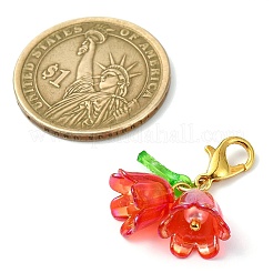 9色の花のアクリルペンダントデコレーション9個  バッグの飾り用のロブスター クロー クラスプ チャーム  ミックスカラー  27mm  1pc /カラー&nbsp;HJEW-JM02717