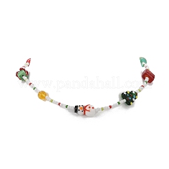 Natural Quartz Crystal & Dyed Mashan Jade & Lampwork Beaded Necklace&nbsp;NJEW-TA00075