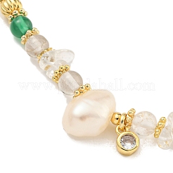 Natural Pearl & Natural Gemstone Beaded Necklaces&nbsp;NJEW-M214-08G