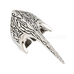 合金カフスリング  鳥のくちばしと鷲のくちばし  アンティークシルバー  usサイズ9 3/4(19.5mm)  装飾：47.5x23.5mm&nbsp;LS-RJEW-D328-01B-AS