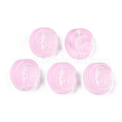 透明なスプレー塗装ガラスビーズ  スターとムーン  ピンク  14x12.5x5mm  穴：1mm&nbsp;GLAA-N035-036-C09