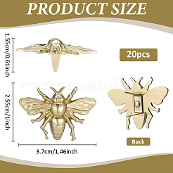 亜鉛合金製蜂装飾バックル20個  財布用  バッグ  革工芸装飾  ゴールドカラー  25.5x37x15.5mm&nbsp;PURS-PH0001-48