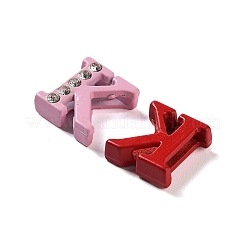 ラインストーンスライドレターチャーム  合金の最初の文字ビーズ  スプレー塗装  文字.k  K：11.5x11x4.5mm  穴：1.5x8mm&nbsp;RB-TAC0002-01K