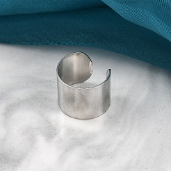 304ステンレススチールオープンカフリング  男性と女性のための幅広バンドリング  ステンレス鋼色  15mm  調整可能&nbsp;RJEW-G335-01C