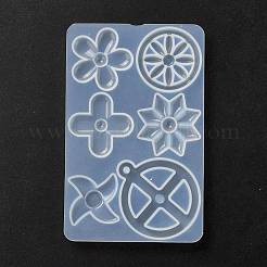 Flat Round Spinning Pendant and Windmill & Snowflake & Flower & Clover & Tyre Cabochon Silicone Molds&nbsp;X-DIY-P059-08