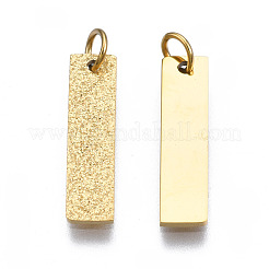 316サージカルステンレスペンダント  丸カン付き  長方形  14KGP本金メッキ  16x4x1mm  穴：2.5mm  丸カン：4x0.5ミリ  2.5mm内径&nbsp;STAS-N097-050