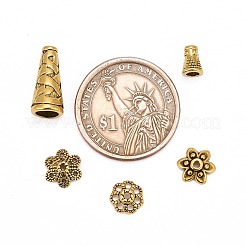 チベット風合金ビーズキャップ  混合図形  アンティーク黄金  5~20x2~10mm  穴：0.5mm&nbsp;TIBE-MSMC004-AG