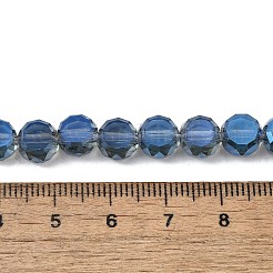 電気メッキガラスビーズセット  フラットラウンド  フルrianbowメッキ  多面カット  ブルー  8x5mm  穴：1.2mm  約54個/連  15.51インチ（39.4cm）&nbsp;EGLA-L045-G-FR01