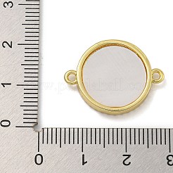 Rack Plating Brass Micro Pave Clear Cubic Zirconia Flat Round Connector Charms&nbsp;KK-I718-47G-04