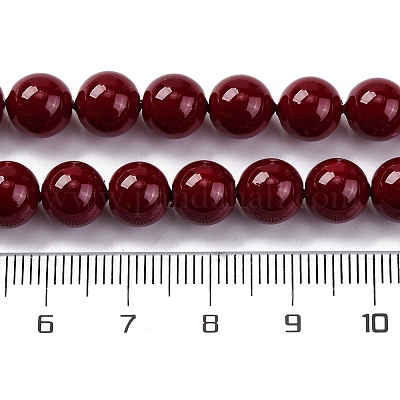 ペイントガラスビーズを焼く  ラウンド  レッド  8mm  穴：0.8mm  約48個/連  15.87''（40.3センチメートル）&nbsp;GLAA-Z010-01E-1